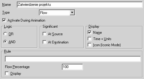 definicja: nazwa pole Name, typ pole Type, logika pole Logic, znaczenie pole Significant, reguła pole Rule.