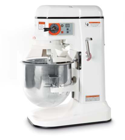 I OBRÓBKA MECHANICZNA 226261 226278 MIKSER PLANETARNY 7 Obudowa ze stali lakierowanej Dzieża ze stali nierdzewnej 6,65 l Silnik: 3/4 KM = 658 W 5 prędkości: od 100 do 500 obr. /min. Timer: do 30 min.