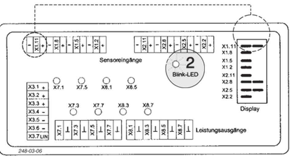 PulsowaÊ - gdy lampka kontrolna LED nie úwieci (1) - sprawdziê pod πczenie zasilania (kabel) - pulpit obs ugi jest uszkodzony Wskaüniki oprogramowania - po pod πczeniu zasilania prπdu - po 5