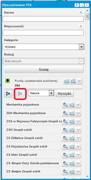 8. Aby usunąć z listy wyszukane obiekty Użytkownik