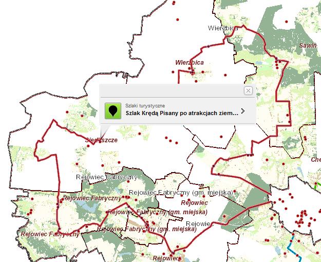 Rysunek 12 Wyszukany szlak turystyczny 1.3. Wyszukiwanie infrastruktury turystycznej 1.