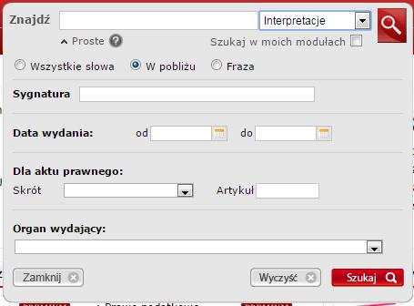 Przeszukiwanie kategorii Interpretacji Wyszukiwanie po