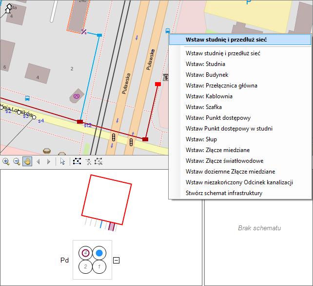 3. Operacja spowoduje: a. Wstawienie nowej studni w lokalizacji wybranej przez użytkownika, b. Atrybuty domyślne i wolnozmienne zostaną automatycznie wypełnione lub skopiowane z poprzedniej studni, c.