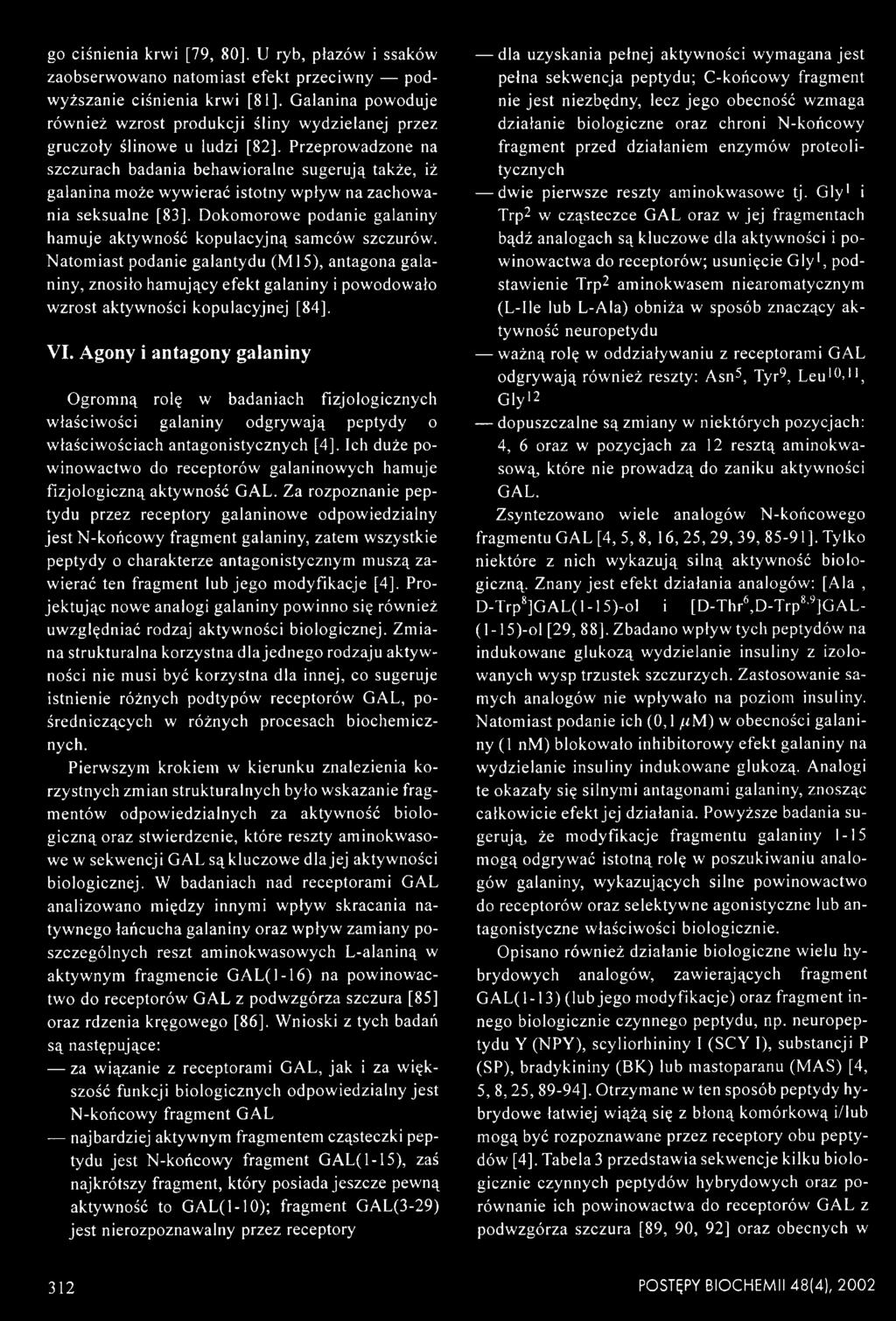 wpływ na zachowania seksualne [83]. Dokomorowe podanie galaniny hamuje aktywność kopulacyjną samców szczurów.
