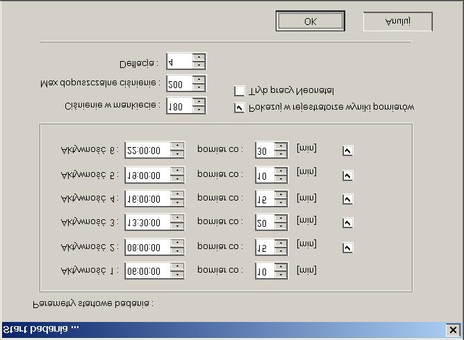 Rysunek 21. Parametry startowe badania. Kryteria błędnych pomiarów.