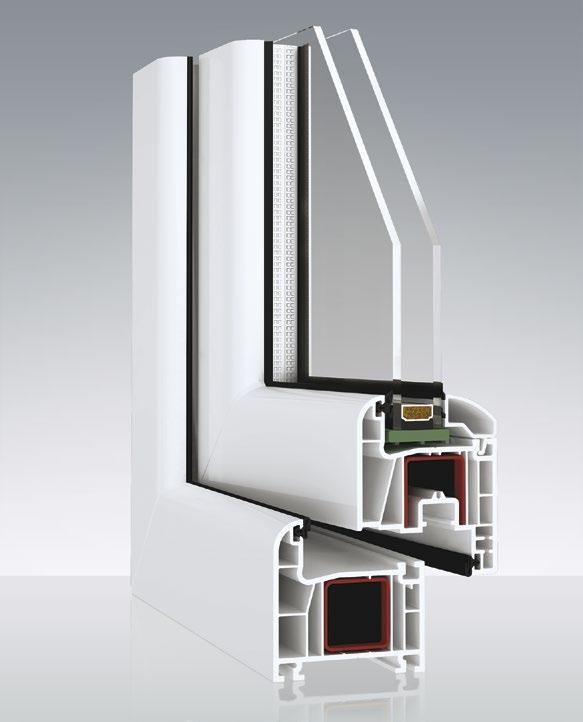 Okno PVC AVANTGARDE 9000 Okno PVC AVANTGARDE 7000 System okien AVANTGARDE 9000 bazuje na nooczesnym 5-komoroym profilu. Półzlicoane skrzydło okna nadaje mu atrakcyjny, ponadczasoy yląd.