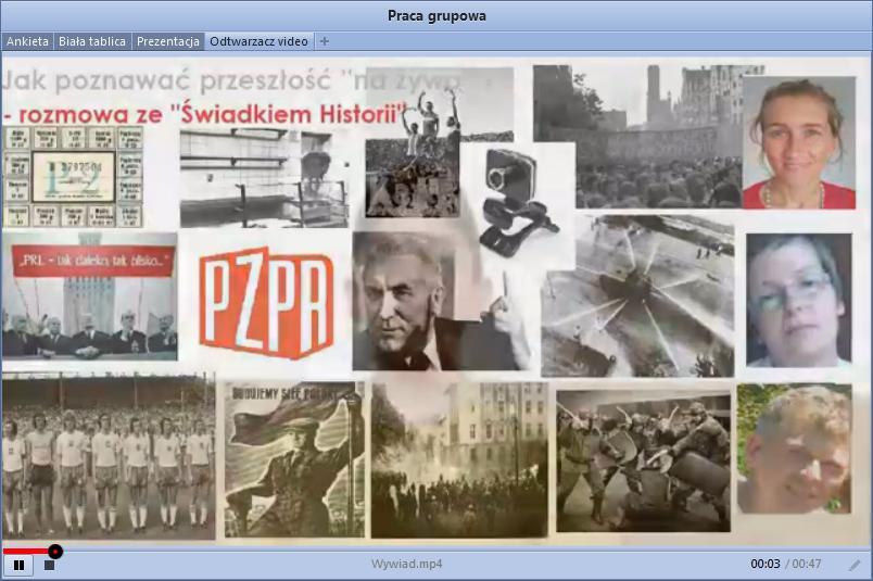 7.2 Wyświetlanie multimediów Narzędzie to pozwoli Ci zaprezentować uczniom wybrany przez Ciebie materiał multimedialny (audio lub wideo).