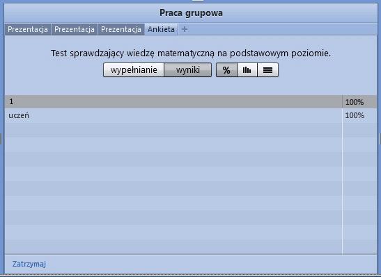 Wyświetlenie bieżących wyników Przechodzenie pomiędzy pytaniami Przycisk wysyłania wypełnionej ankiety Po kliknięciu przycisku