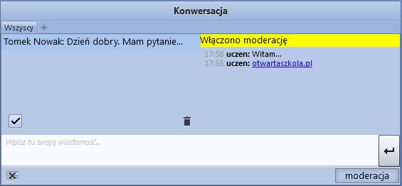6. Okno konwersacji (chat) Za pomocą okna konwersacji możesz do innych użytkowników wysyłać krótkie wiadomości oraz linki do stron internetowych.
