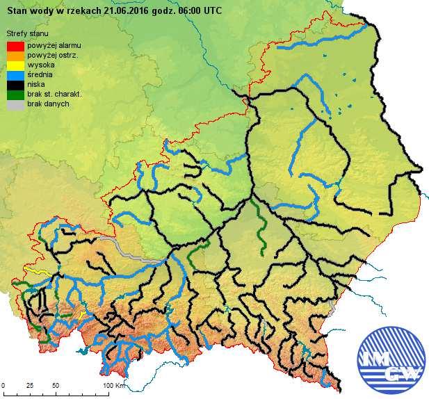 3. Prognoza hydrologiczna 3.1 Prognoza na okres od godz. 06 UTC dn. 21.06.2016 do godz. 12 UTC dn. 22.06.2016 r.