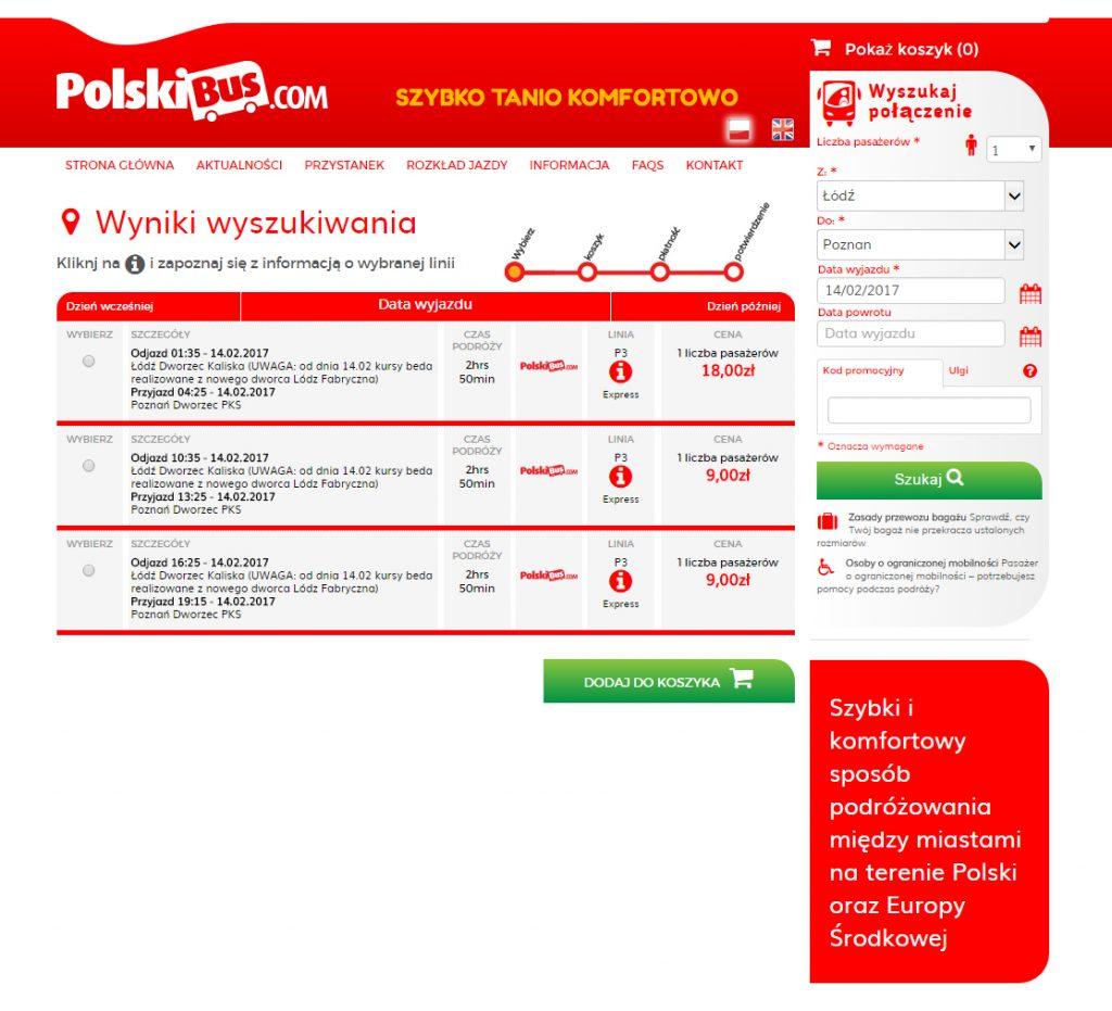 Dostępne są trzy kursy dziennie w tym jak