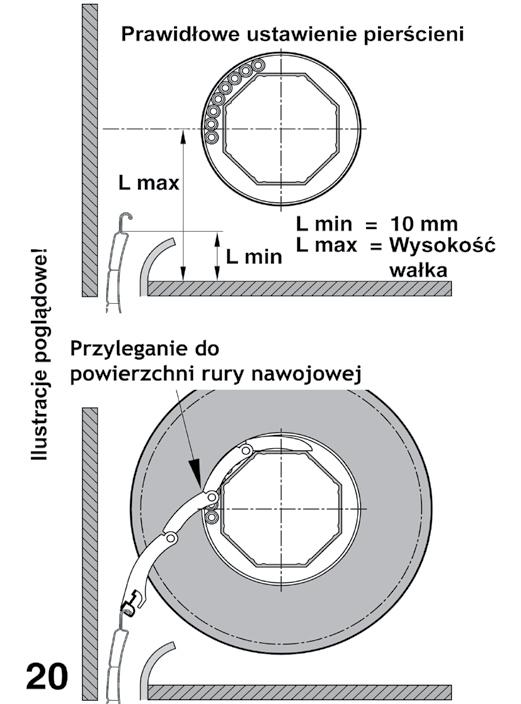 4.8. Regulacja silnika W celu ustawienia ostatecznej pozycji silnika należy odpowiednio ustawić wyłączniki krańcowe zgodnie z symbolami oznaczonymi na silniku lub w instrukcji obsługi silnika (rys.