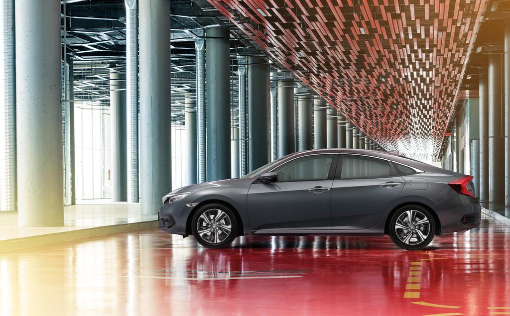 TWÓJ NOWY CIVIC Nowa, zaprojektowana od podstaw Honda Civic 4D utożsamia ducha innowacyjności Hondy, odzwierciedlając jednocześnie nasze dążenie do wprowadzania nowości technicznych.