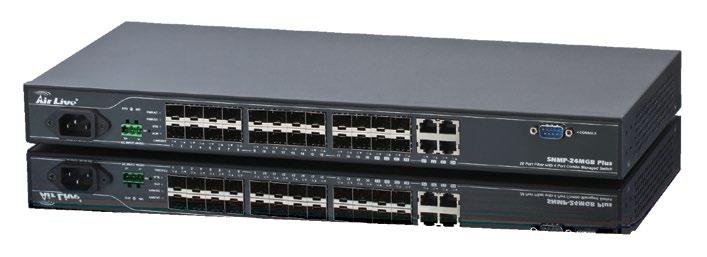 Switche światłowodowe Seria switchy światłowodowych Miedziany kabel Ethernet jest podatny na zakłócenia, gdy zainstalowany jest na wielu piętrach; dlatego też w takich warunkach zaleca się
