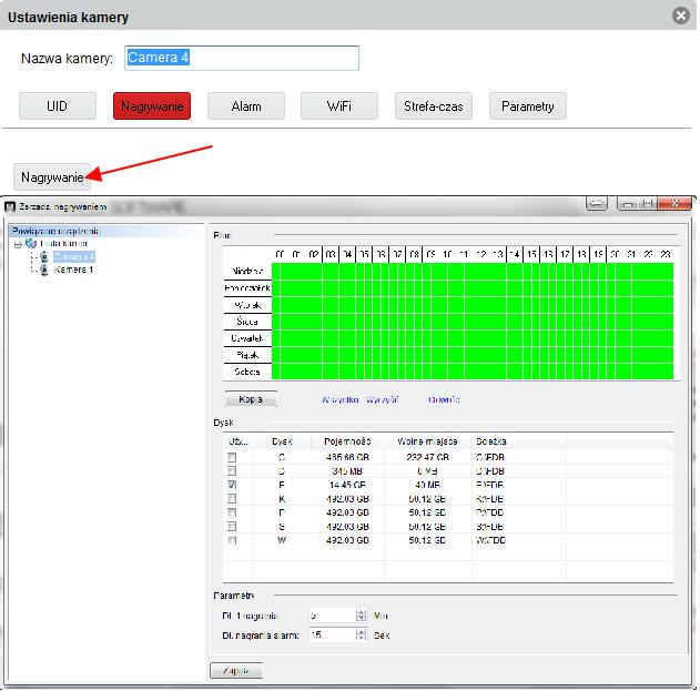 11.2 Nagrywanie Kliknij przycisk "Nagraj", aby wejść na stronę konfiguracji zapisu. Opis funkcji w punkcie 7.