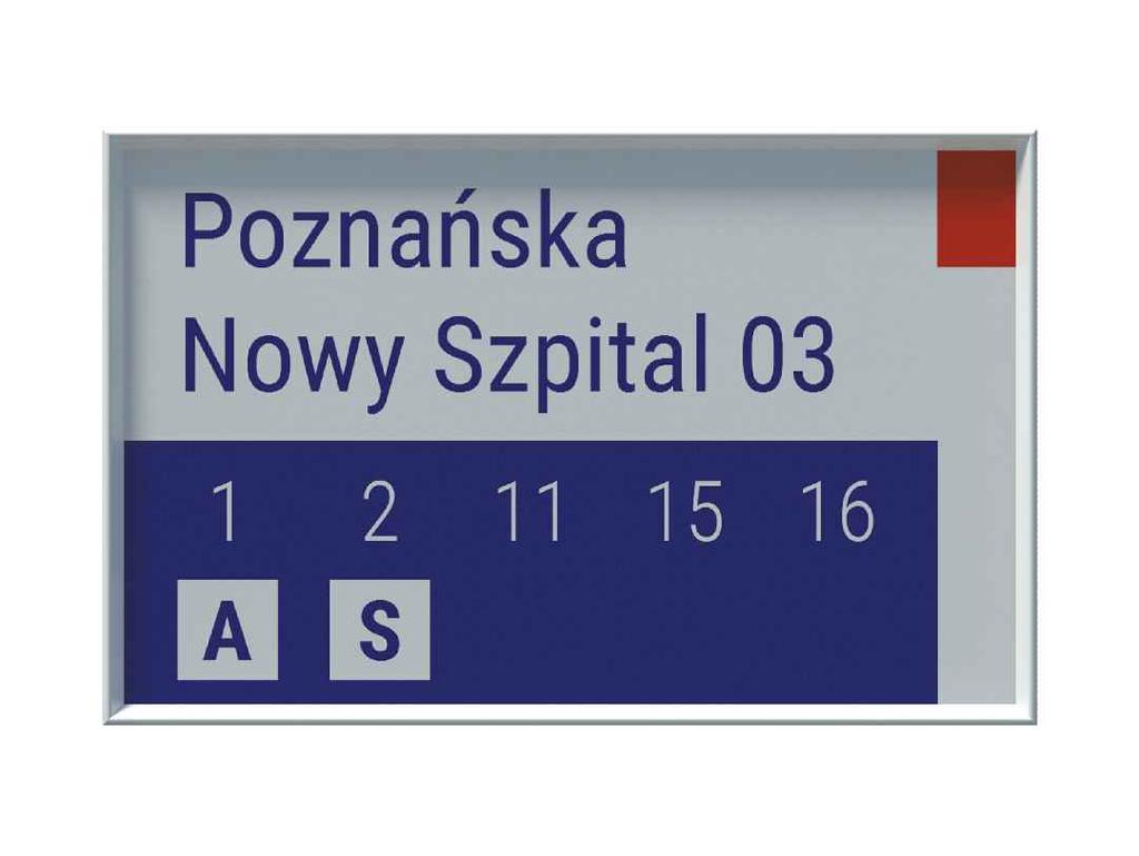 Normal Wysokość liter wielkich i cyfr: 60 mm Kolor: dostosować do RAL 5003 Czcionka: Robo Condensed Light Wysokość liter wielkich i cyfr: 48 mm Rura stalowa ocynkowana Ø60,3mm malowana proszkowo