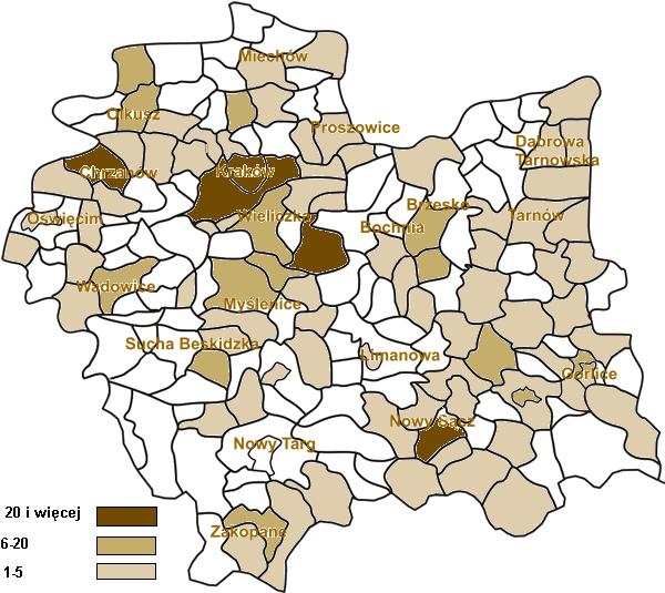 Gorlice gorlicki 12 8 Olkusz olkuski 12 9 Poronin tatrzański 11 10 M.