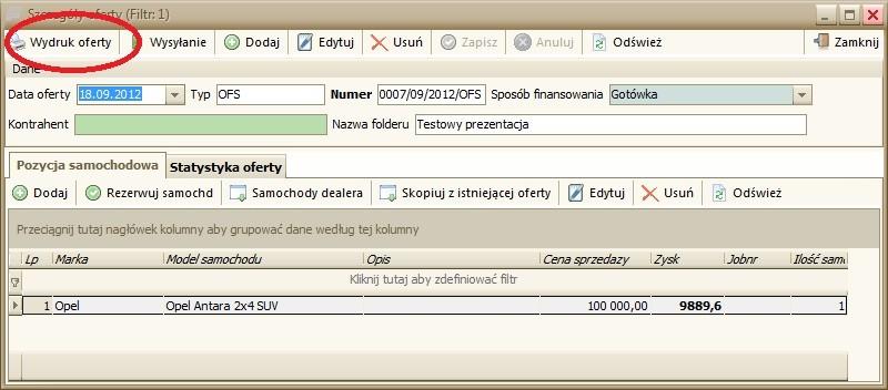 samochodowa oferty do uzupełnienia podstawowych informacji.
