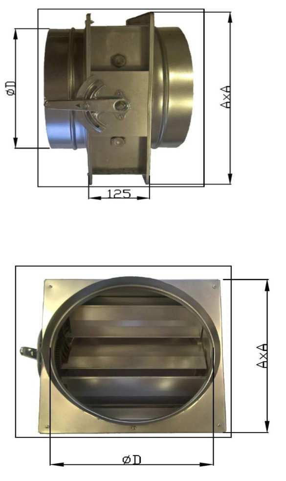 3.4. PRZEPUSTNICE OKRĄGŁE WIELOPŁASZCYZNOWE TYP PW-K Długość L=125 mm Przykładowe wymiary [mm] Rozmiar AxA D 400 460x460 397 500 560x560 497 630 690x690 627 710