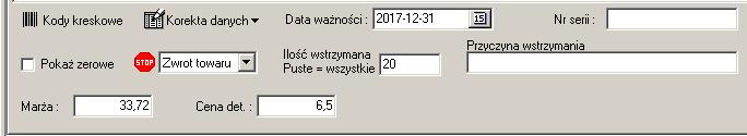 Rysunek 6-10 Blokada towaru do sprzedaży Jak postępujemy? Dopisujemy dostawę, wybieramy kontrahenta, wypełniamy pole Korekta do i uruchamiamy Operacje Generacja korekty z wstrzymanych pozycji.