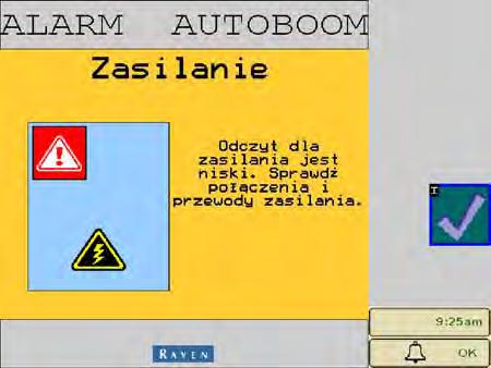 UltraGlide RYSUNEK 9. Niskie napięcie zasilania Niskie napięcie zasilania - ten alarm występuje, gdy napięcie zasilania modułu spadnie poniżej 12 V.