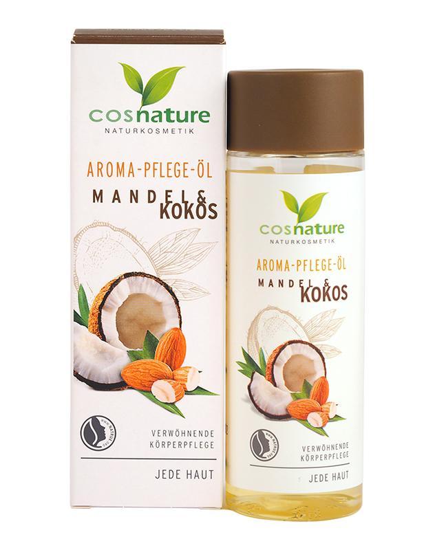 COSNATURE Naturalny aromatyczny migdałowo-kokosowy olejek do pielęgnacji ciała Olej z organicznych słodkich migdałów i orzechów kokosowych o wspaniałym egzotycznym zapachu, rozpieszcza skórę, nadaje