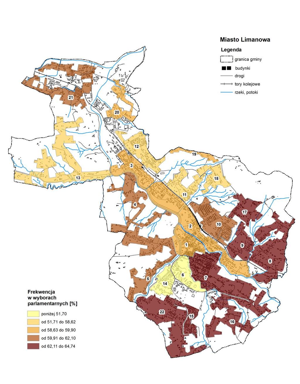 4. Wizualizacja danych Rysunek 2. Frekwencja w wyborach parlamentarnych w 2015 r.