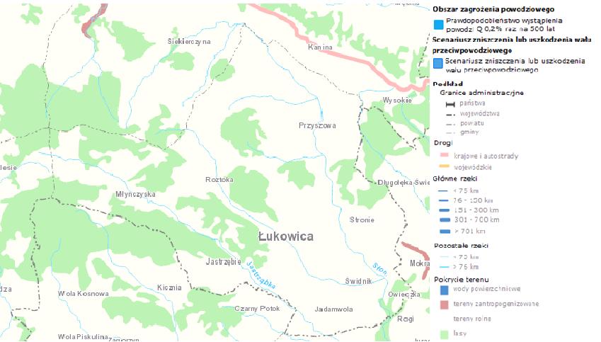 45 Biorąc pod uwagę zagrożenie powodziowe, teren Gminy Łukowica usytuowany jest korzystnie.