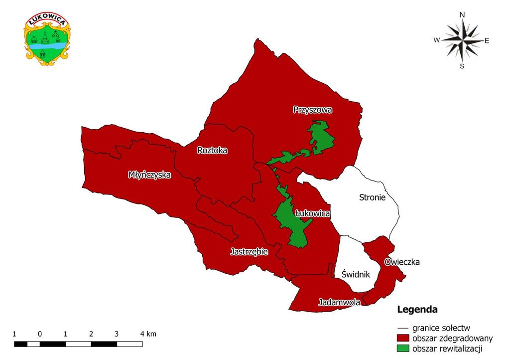 Mapa 15 Lokalizacja obszaru rewitalizacji na tle obszaru