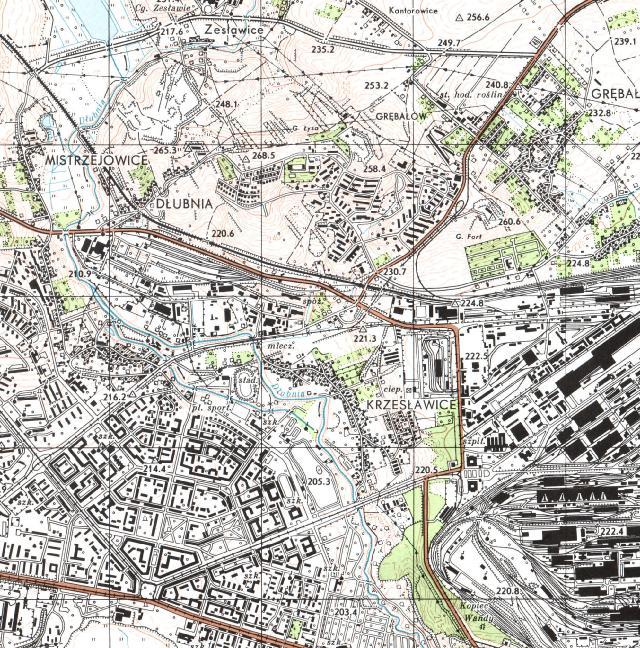 Rejon badań OPRACOWAŁ: mgr inż. M. Kudyk FRAGMENT MAPY TOPOGRAFICZNEJ ARKUSZ KRAKÓW _NOWAHUTA SKALA1:25 000 LOKALIZACJA: Kraków,ul.