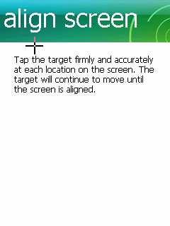 Kalibracja ekranu dotykowego PA600 Kalibracja ekranu dotykowego powinna odbyć się przy pierwszym uruchomieniu systemu Windows Mobile, może się również pojawić po całkowitym resecie terminala.
