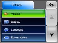 Ustawienia Kliknij ikonę ustawień (Settings) w menu głównym, wyświetlony zostanie poniższy ekran. Głośność (VOLUME) Wciśnij Volume, aby dostosować głośność komunikatów głosowych.