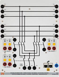 Akcesoria: Pos. nazwa produktu Bestell-Nr. Anz. 11 Double busbar unit, three-phase, incoming / outgoing feeder CO3301-5R 1 Panel zawiera dwie szyny do operacji na liniach równoległych.