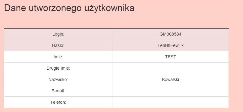 1) Odbiór loginu od Koordynatora Koordynator gminny przekaże Państwu: loginy i hasła startowe do systemu WOW (hasło startowe jest