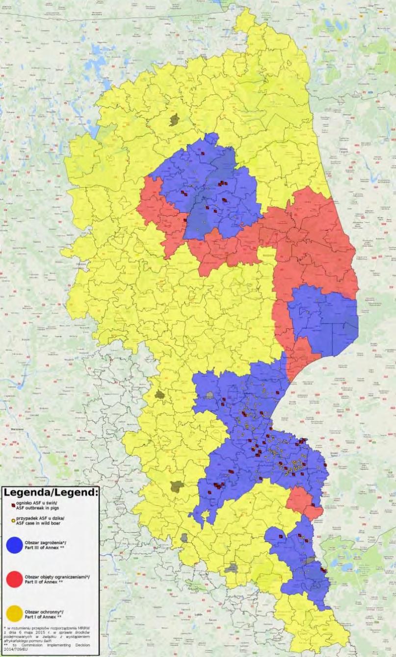 Wirus afrykańskiego pomoru świń w Polsce w latach 2014-2017 Na dzień 31.08.