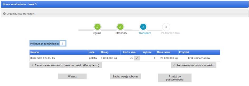 Krok 3: transport W 3 kroku możemy zorganizować dostawę według własnej konfiguracji wybierając