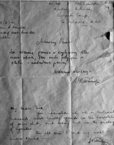 List do personelu klubu jachtowego w Clontarf napisany