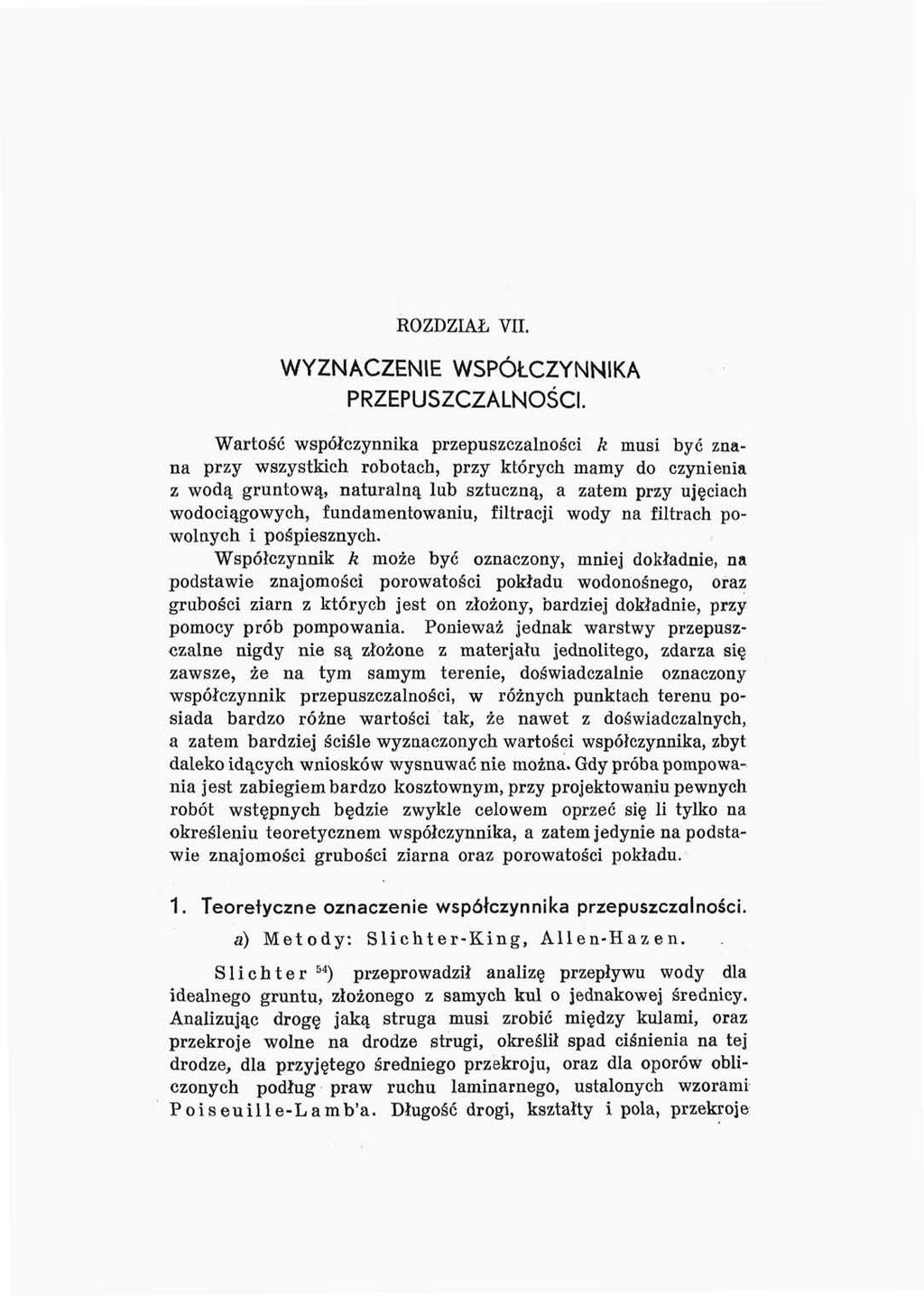 RZDZIAŁ VII. WYZNACZENIE WSPÓŁCZYNNIKA PRZEPUSZCZALNŚCI.