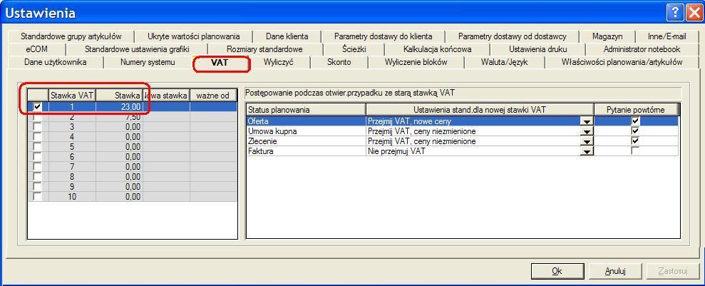 W taki sposób ustawisz kalkulację pozostałych katalogów.