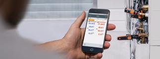 Uwaga: Określ wydajności instalacji grzewczych i klimatyzacyjnych za pomocą testo 605i, testo 405i i aplikacji mobilnej testo Smart Probes App.