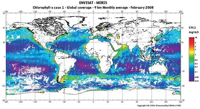 Instrumenty do badań zabarwienia oceanów Wyniki pomiarów również