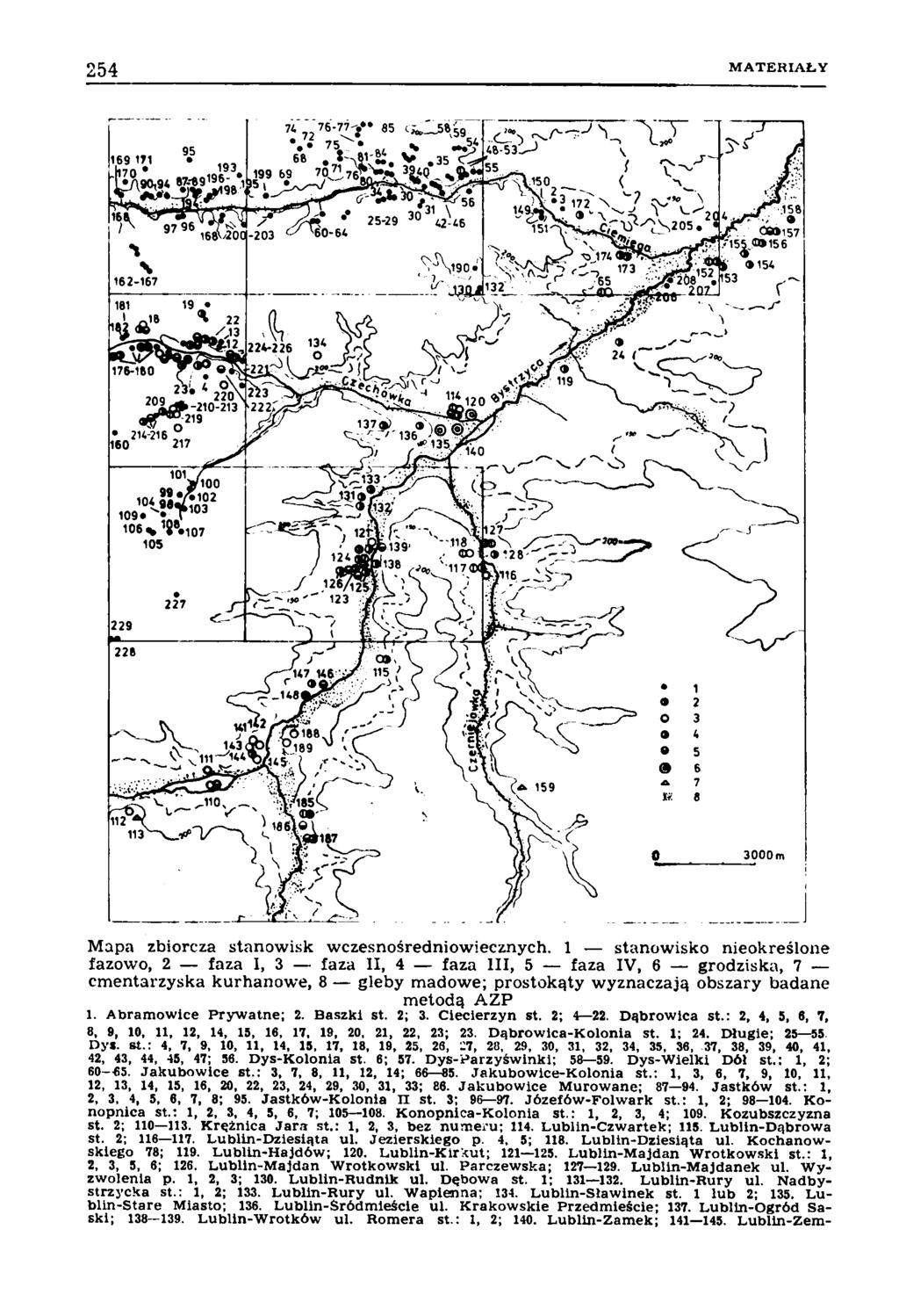 254 M A T E R IA Ł Y Mapa zbiorcza stanowisk wczesnośredniowiecznych.