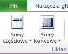 Za pomocą sum częściowych użytkownik może obliczać podsumowania grup danych wewnątrz tabeli przestawnej.