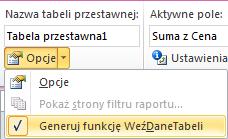 Argument 4 Element 1 jest to wskazanie konkretnego elementu w ramach pola podanego w poprzednim argumencie (np. polem była Płeć, natomiast elementem jest Mężczyzna ).