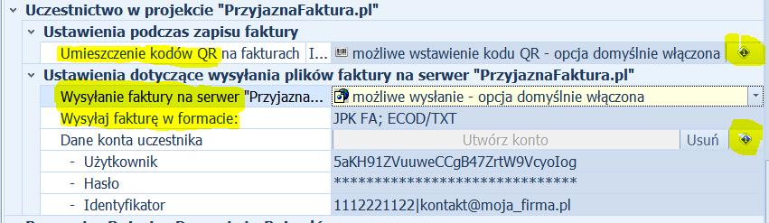 Informacje w polach Użytkownik, Hasło oraz Identyfikator nie podlegają edycji, są one automatycznie wypełniane podczas tworzenia konta (omówiono to w poprzednim puncie), można natomiast całkowicie