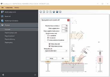 Rysunek może być wygenerowany ze wskazaniem wersji standardu pliku DXF - od AutoCAD 2000 do AutoCAD 2013, binarnie lub ASCII.