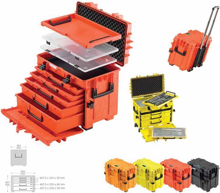 Wyposażenie fabryk i warsztatów, zestawy narzędzi Przenośne skrzynki narzędziowe 327 Skrzynia narzędziowa na kółkach Bardzo wytrzymała i odporna na obciążenia skrzynia narzędziowa z polipropylenu na