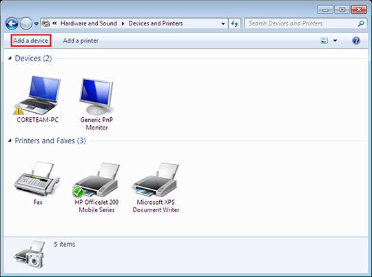 Podłączenie komputera do drukarki przez Bluetooth Podłączenie komputera z systemem Windows 7 do drukarki 1.