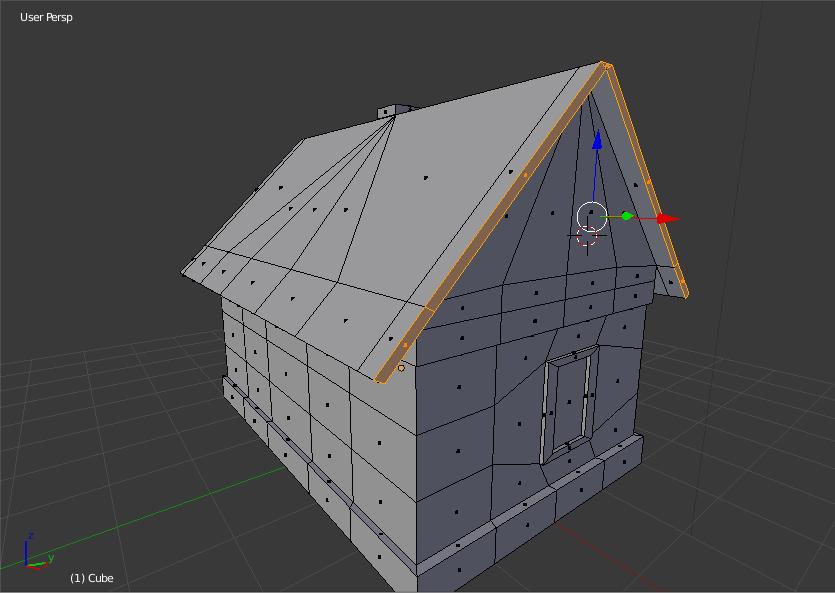 Dodatkowe face-y trójkątne należy także stworzyć w przerwach w płaszczyznach dachu. 10.