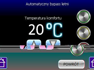 W celu wysterowania ustawiamy na wyświetlaczu pożądaną temperaturę powietrza nawiewanego do pomieszczeń i aktywujemy funkcję zielonym przyciskiem. 5.